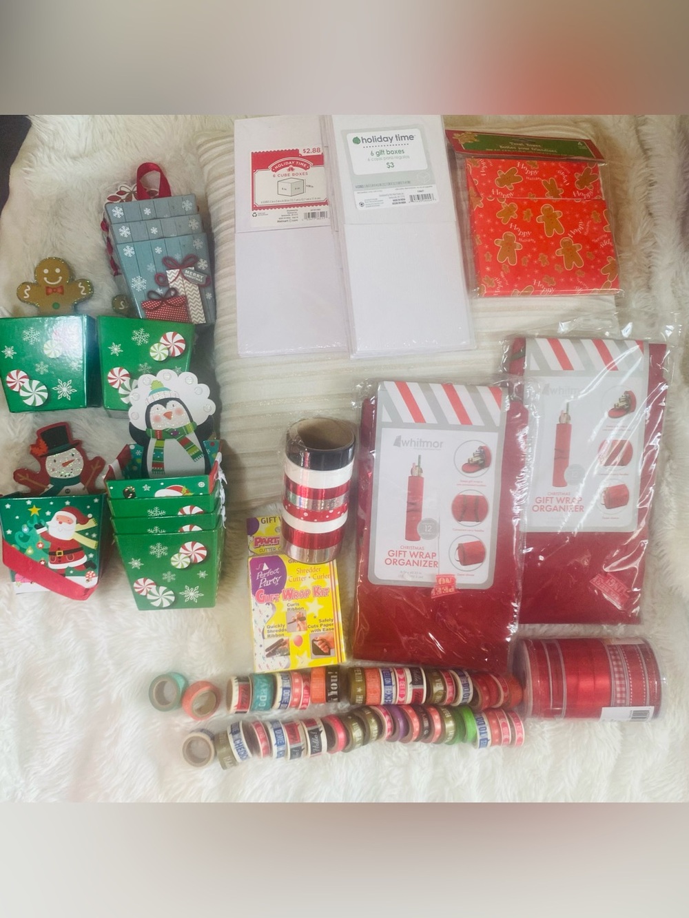 Holiday Time Red Gift Wrap Organizer and Festive Tape Kit